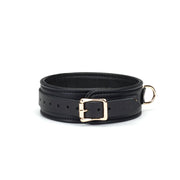 Liebe Seele - Dark Secret - Exclusieve Lederen Collar Met Leiband- Goud Metalen Hardware - Zwart/Goud