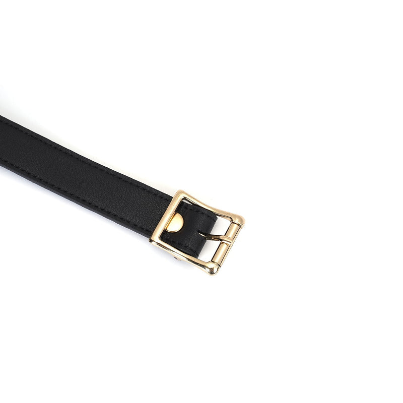 Liebe Seele - Dark Secret - Exclusieve Siliconen Ball Gag Met Lederen Riempjes - Zwart/Goud