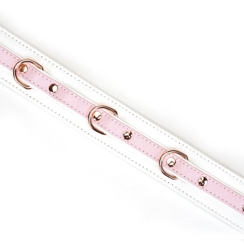 Liebe Seele - Fairy - Leren Collar met Leiband - Roze/Wit