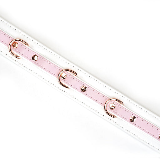 Liebe Seele - Fairy - Leren Collar met Leiband - Roze/Wit