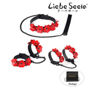 Liebe Seele - Flower Rhythm - Handboeien met Bloemen uit Leer - Exclusief en uniek ontwerp uit Japan - Rood/Zwart