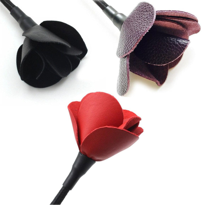 Liebe Seele - Flower Rhythm - Riding Crop - Paardrijzweepje Leer - Met Rode Roos