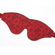 Liebe Seele - Kinbaku Ukiyoe - Lamslederen Blinddoek - Rood met Zwarte Rozen Print - Iets Héél Bijzonders! - Import uit Japan