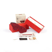 Liebe Seele - Kinbaku Ukiyoe - Lamslederen Blinddoek - Rood met Zwarte Rozen Print - Iets Héél Bijzonders! - Import uit Japan