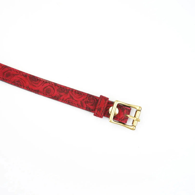 Liebe Seele - Kinbaku Ukiyoe - Lamslederen Blinddoek - Rood met Zwarte Rozen Print - Iets Héél Bijzonders! - Import uit Japan