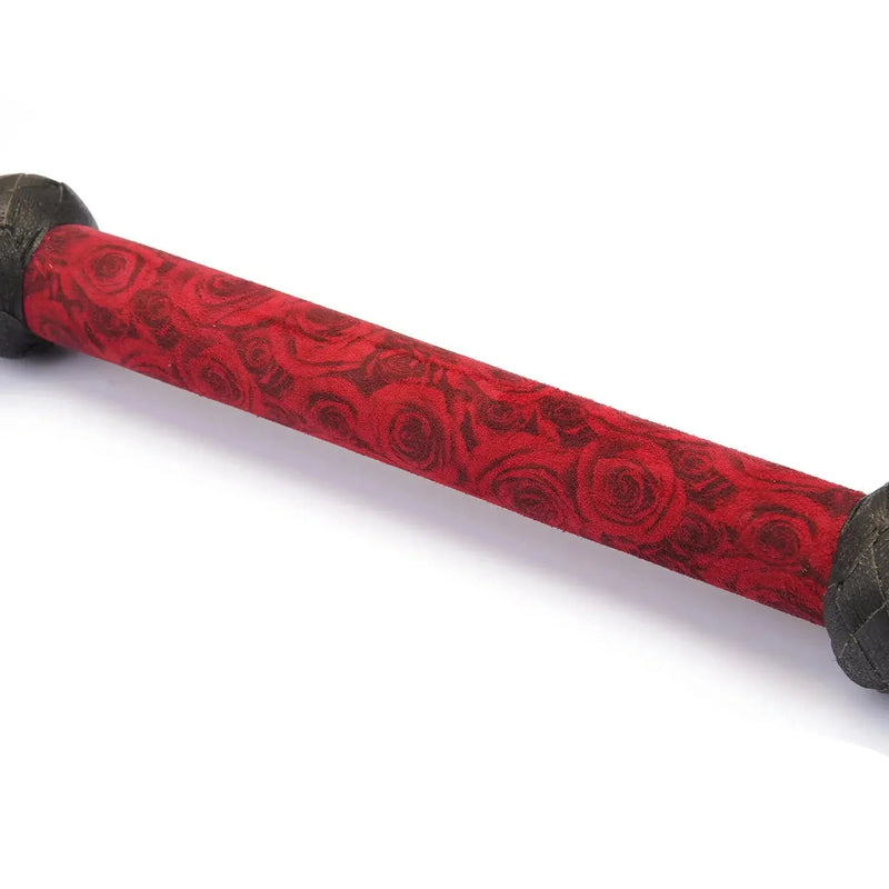 Liebe Seele - Kinbaku Ukiyoe - Lamslederen Flogger - Rood met Zwarte Rozen Print - Iets Héél Bijzonders! - Import uit Japan