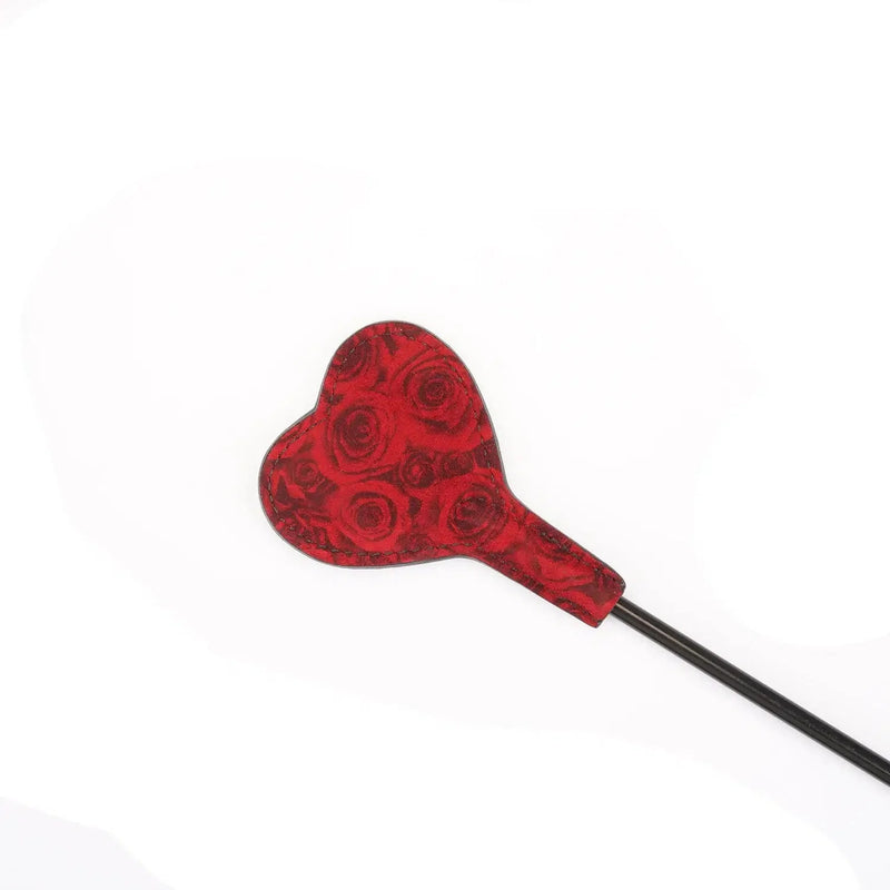 Liebe Seele - Kinbaku Ukiyoe - Mini Paardrijzweepje met Lamslederen Tip - Rood met Zwarte Rozen Print - Iets Héél Bijzonders! - Import uit Japan
