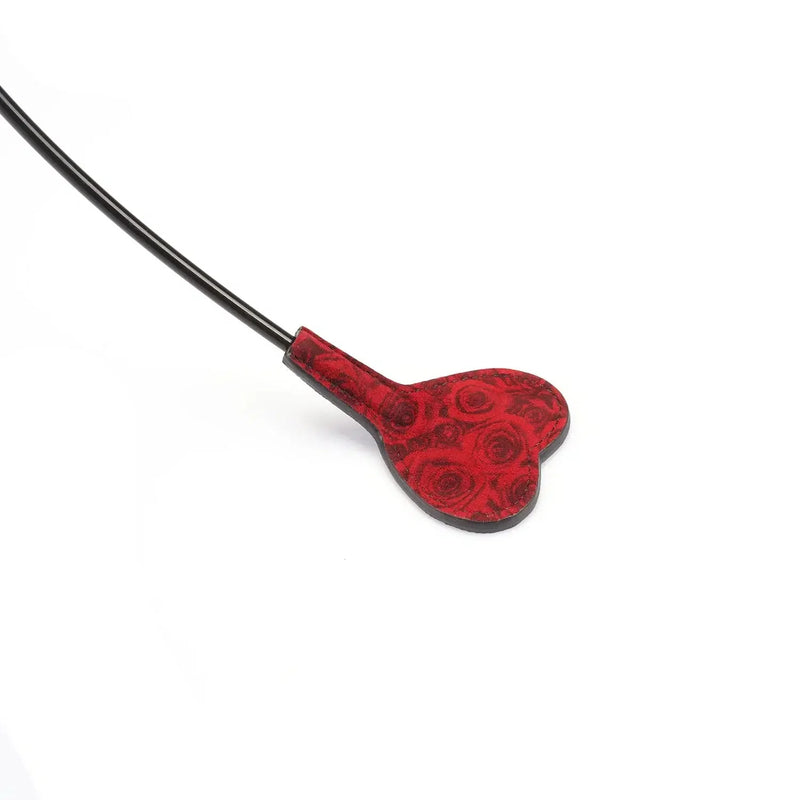 Liebe Seele - Kinbaku Ukiyoe - Mini Paardrijzweepje met Lamslederen Tip - Rood met Zwarte Rozen Print - Iets Héél Bijzonders! - Import uit Japan