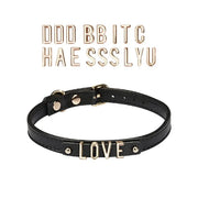Liebe Seele - Lederen DIY Collar Met Verwisselbare Gouden Letters - Zwart