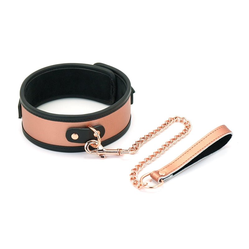 Liebe Seele - Rose Gold Memory - Exclusieve Leren Collar En Leiband - Rosé Goud