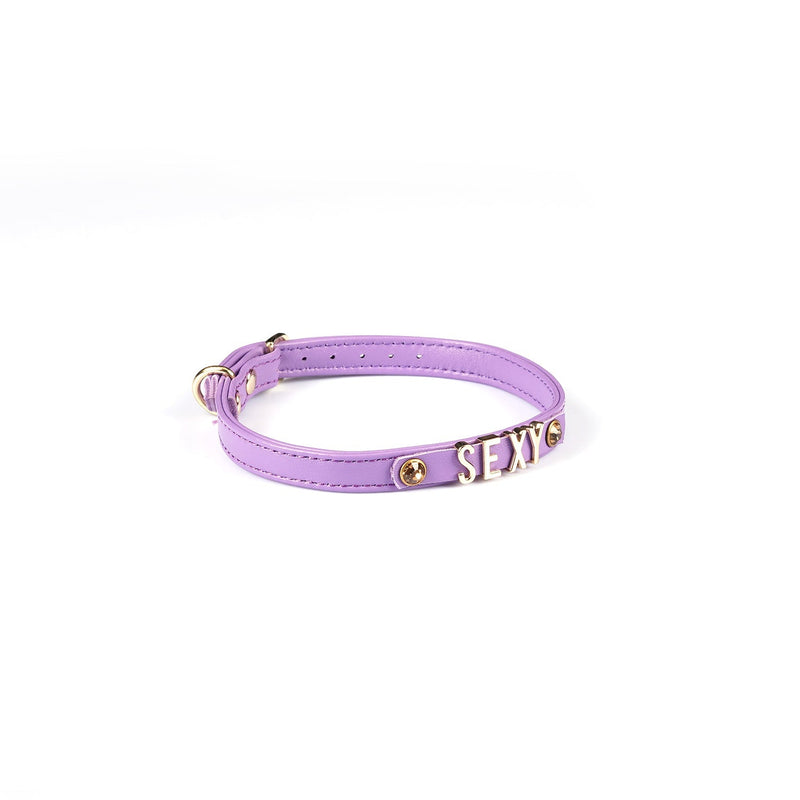 Liebe Seele - Smalle Collar Met Gouden Letters - Sexy - Italiaans Kwaliteitsleder - Lila
