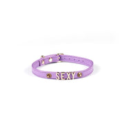 Liebe Seele - Smalle Collar Met Gouden Letters - Sexy - Italiaans Kwaliteitsleder - Lila