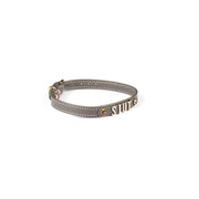 Liebe Seele - Smalle Collar Met Gouden Letters - Slut - Italiaans Kwaliteitsleder - Grijs