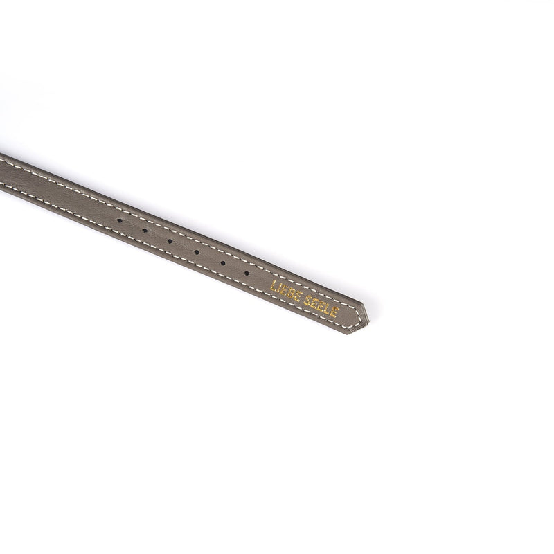 Liebe Seele - Smalle Collar Met Gouden Letters - Slut - Italiaans Kwaliteitsleder - Grijs