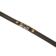 Liebe Seele - Smalle Collar Met Gouden Letters en Sierkristallen - Bitch - Italiaans Kwaliteitsleder - Zwart