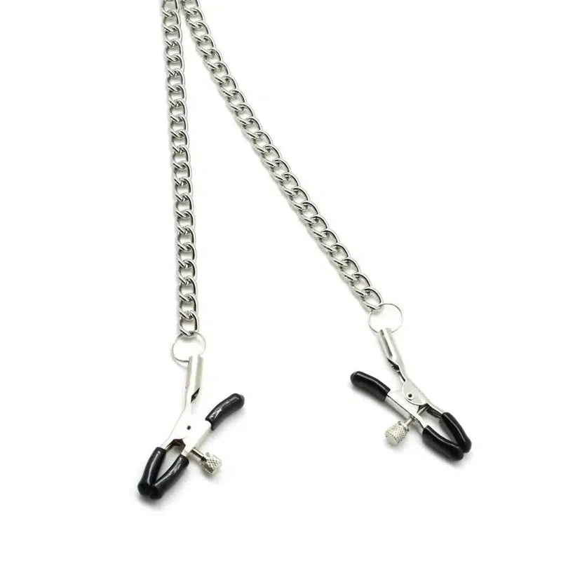 Liebe Seele - Verstelbare Bull Nose Tepelklemmen Met Ketting - Zilver