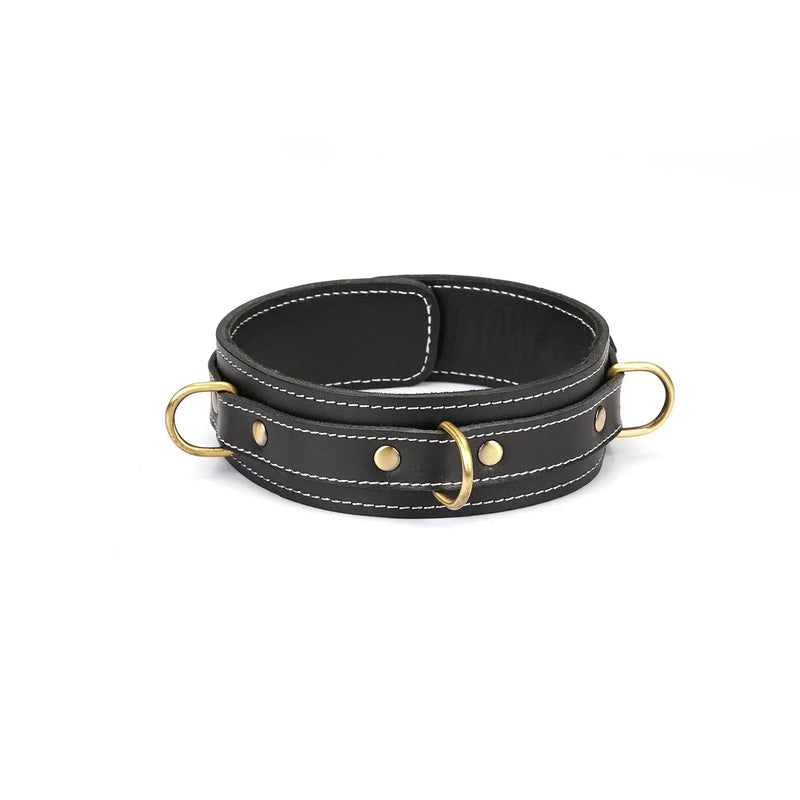 Liebe Seele - Warrior Princess - Stoere Lederen Collar met Messing Hardware - Zwart - Uit Japan