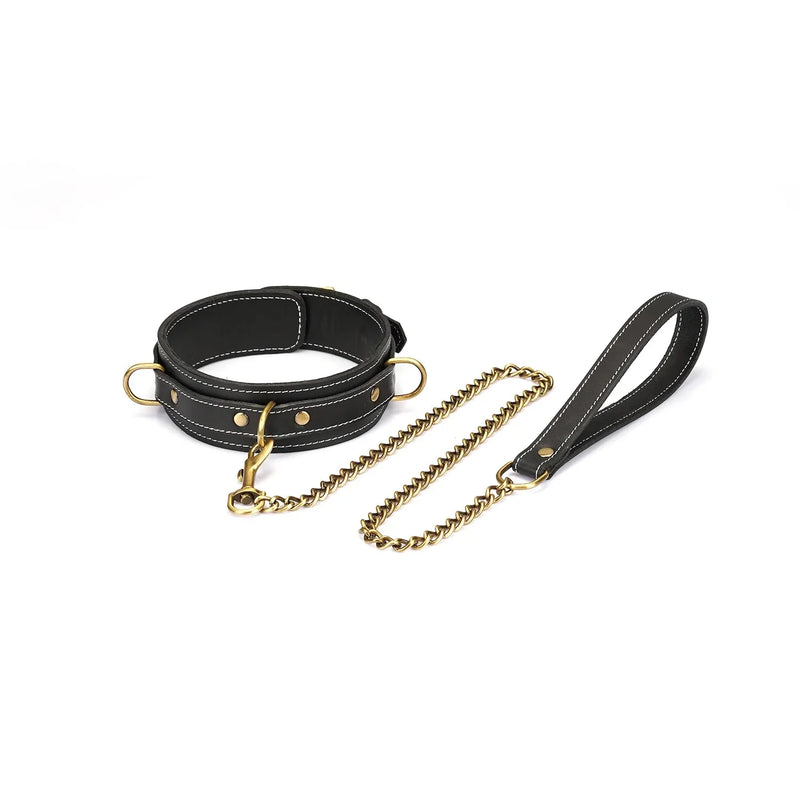Liebe Seele - Warrior Princess - Stoere Lederen Collar met Messing Hardware - Zwart - Uit Japan