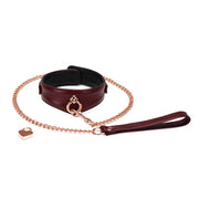 Liebe Seele - Wine Red Curved Collar Met leiband En hartvormig slot - Luxe ontwerp collar