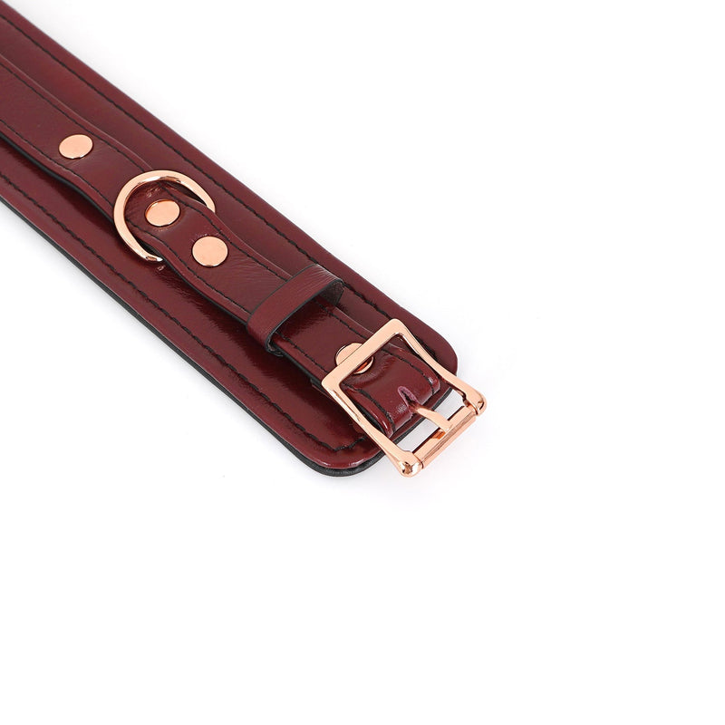 Liebe Seele - Wine Red - Lederen Polsboeien - Rosé Gouden Ketting & Hardware - Exclusief En Luxe ontwerp