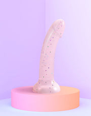 Love to Love - Dildo - Dildoll Starlight - Buigbaar - Siliconen - Met Gouden Glitterende Sterren - Roze