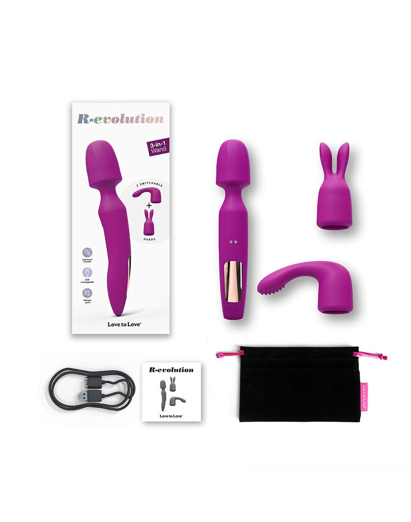 Love to Love - R-Evolution Wand Vibrator Set - 2 verwisselbare opzetstukken - Roze