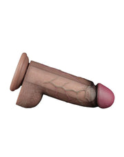 LoveToy - Dubbellaagse Siliconen Dildo XXL - Lengte 24.6 cm - Diameter 7 cm - Bruin
