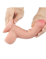 LoveToy - Sliding Skin Dildo - Dubbellaagse Dildo - Lengte 18.3 cm - Diameter 3.5 cm - Lichte Huidskleur