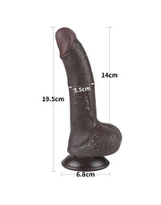 LoveToy - Dildo Met Sliding Skin Technologie - 19,5 cm x Ø 3,5 cm - Bruin