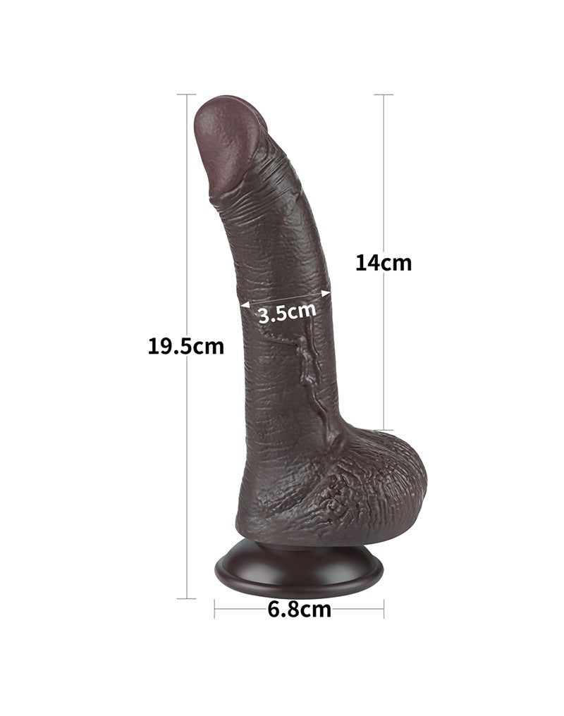 LoveToy - Dildo Met Sliding Skin Technologie - 19,5 cm x Ø 3,5 cm - Bruin