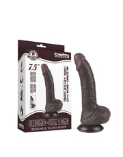 LoveToy - Dildo Met Sliding Skin Technologie - 19,5 cm x Ø 3,5 cm - Bruin