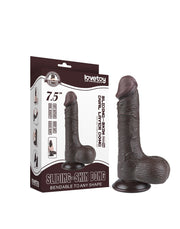 LoveToy - Dildo Met Sliding Skin Technologie - 19,5 cm x Ø 3,7 cm - Zwart