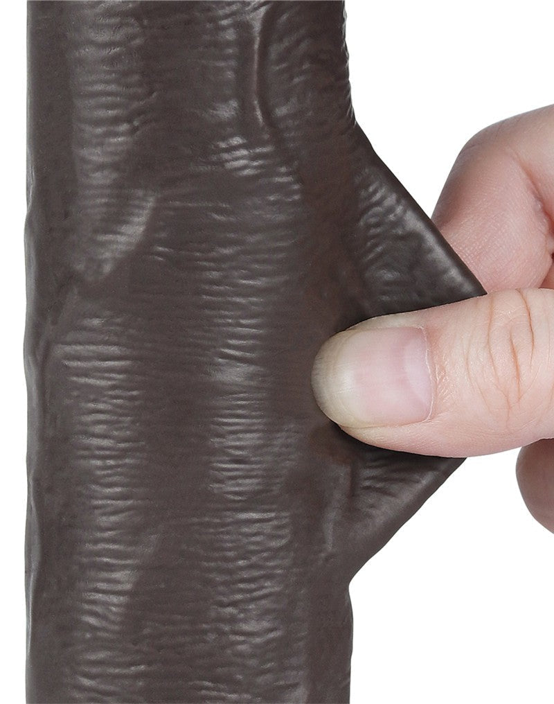 LoveToy - Dildo Met Sliding Skin Technologie - 20 cm x Ø 3,8 cm - Bruin