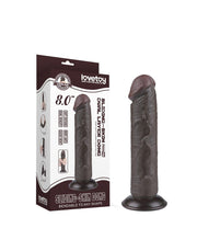 LoveToy - Dildo Met Sliding Skin Technologie - 20 cm x Ø 3,8 cm - Bruin