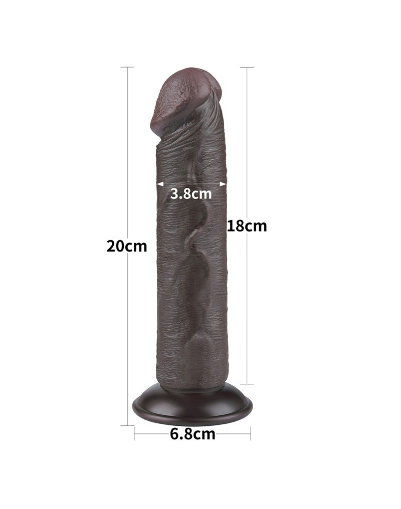 LoveToy - Dildo Met Sliding Skin Technologie - 20 cm x Ø 3,8 cm - Bruin