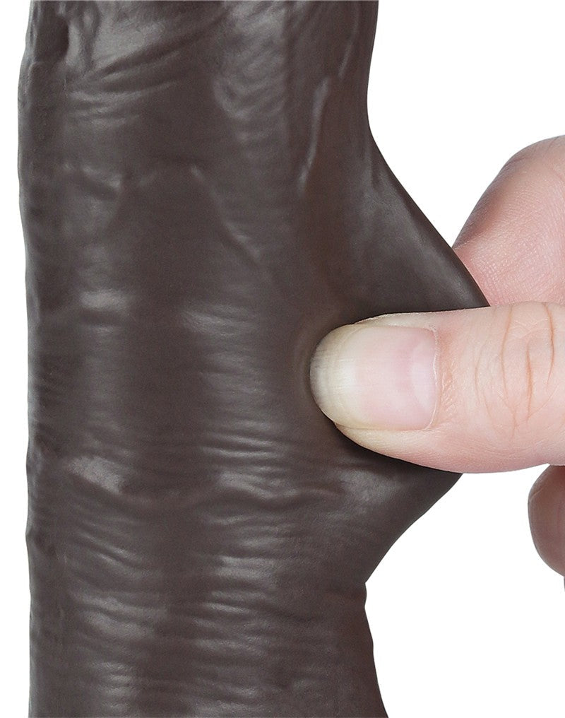 LoveToy - Dildo Met Sliding Skin Technologie - 20 cm x Ø 3,9 cm - Bruin