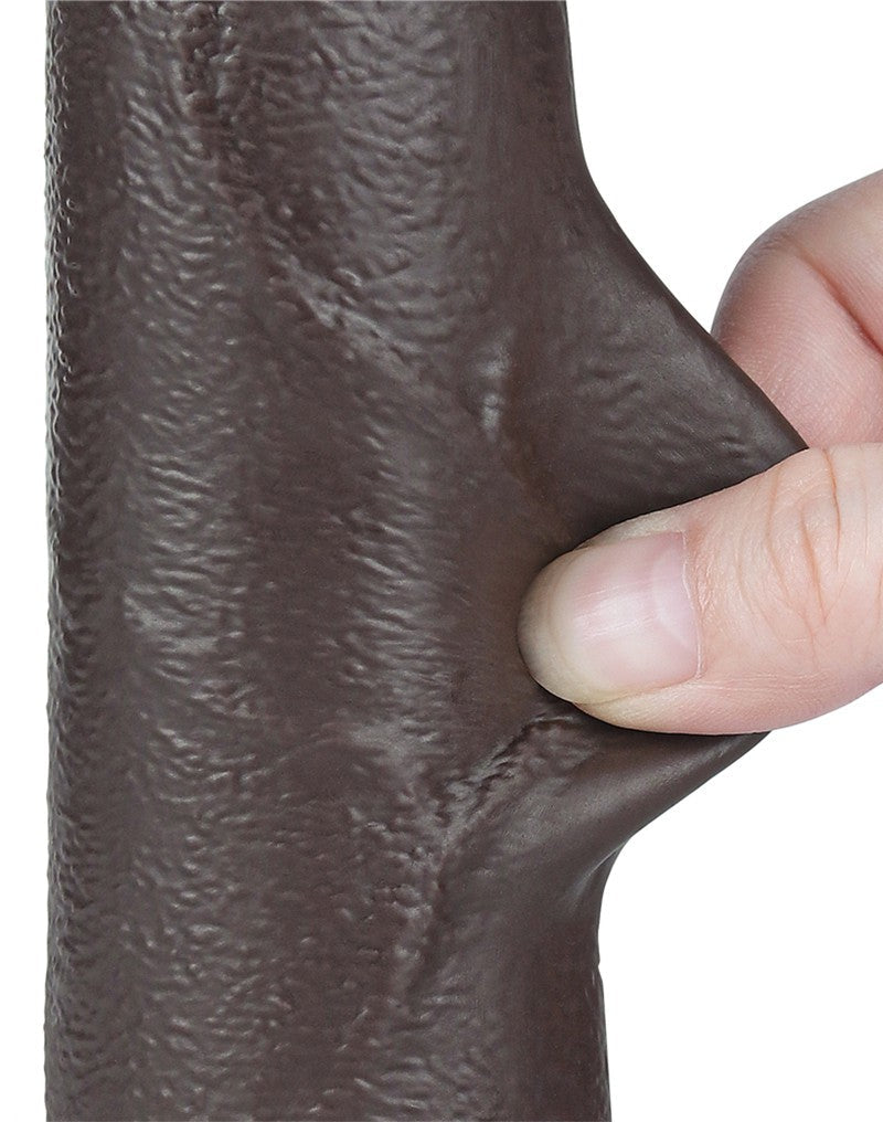 LoveToy - Dildo Met Sliding Skin Technologie - 20 cm x Ø 4 cm - Bruin