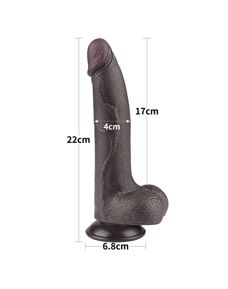LoveToy - Dildo Met Sliding Skin Technologie - 20 cm x Ø 4 cm - Bruin