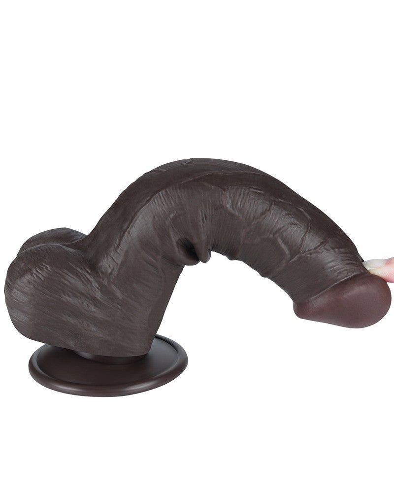 LoveToy - Dildo Met Sliding Skin Technologie - 20,8 cm x Ø 4 cm - Bruin
