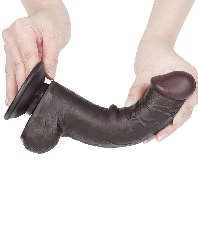 LoveToy - Dildo Met Sliding Skin Technologie - 20,8 cm x Ø 4 cm - Bruin