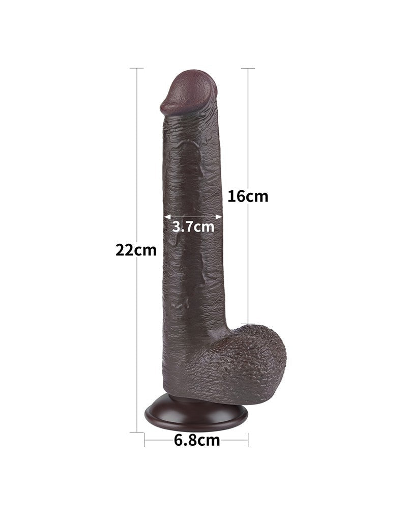 LoveToy - Dildo Met Sliding Skin Technologie - 22 cm x Ø 3,7 cm - Bruin