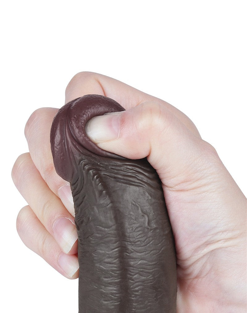 LoveToy - Dildo Met Sliding Skin Technologie - 22 cm x Ø 3,7 cm - Bruin