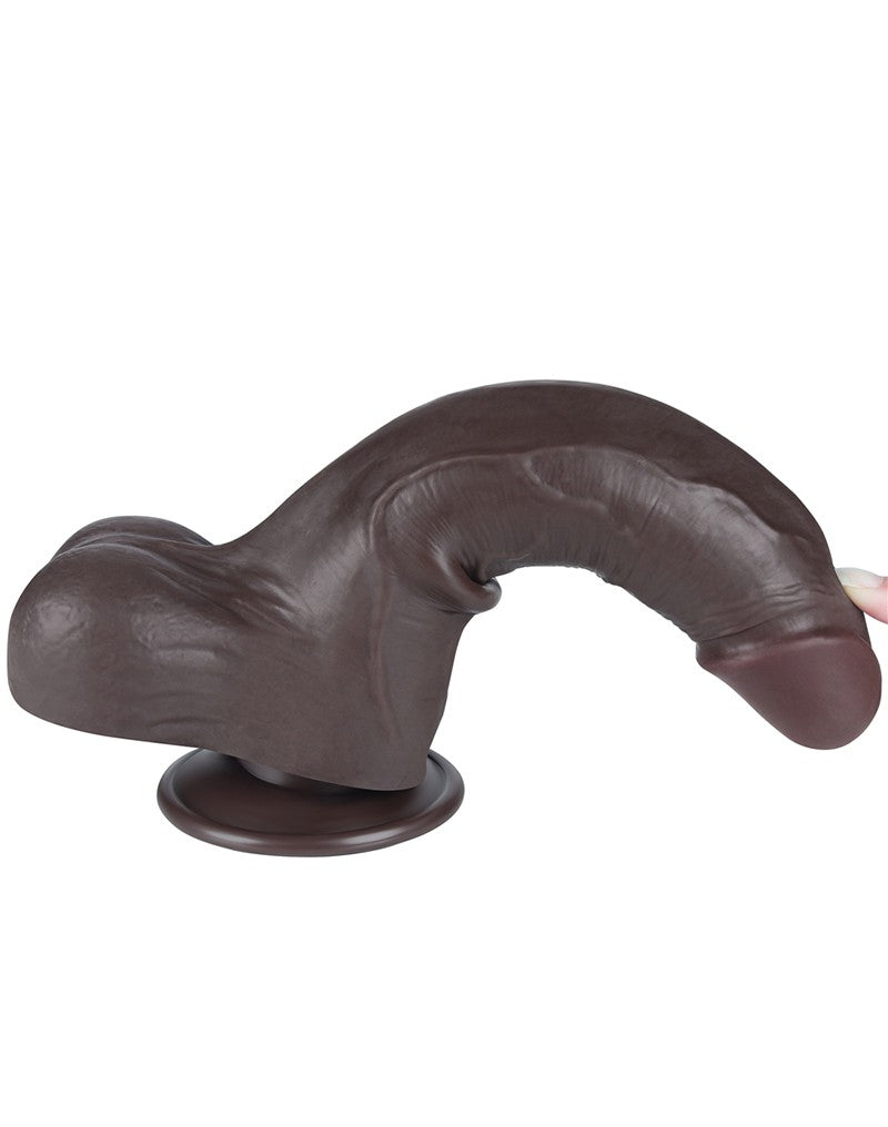 LoveToy - Dildo Met Sliding Skin Technologie - 22 cm x Ø 4,3 cm - Bruin