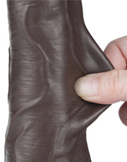 LoveToy - Dildo Met Sliding Skin Technologie - 22 cm x Ø 4,3 cm - Bruin