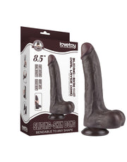LoveToy - Dildo Met Sliding Skin Technologie - 22 cm x Ø 4,3 cm - Bruin