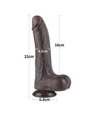 LoveToy - Dildo Met Sliding Skin Technologie - 22 cm x Ø 4,3 cm - Bruin