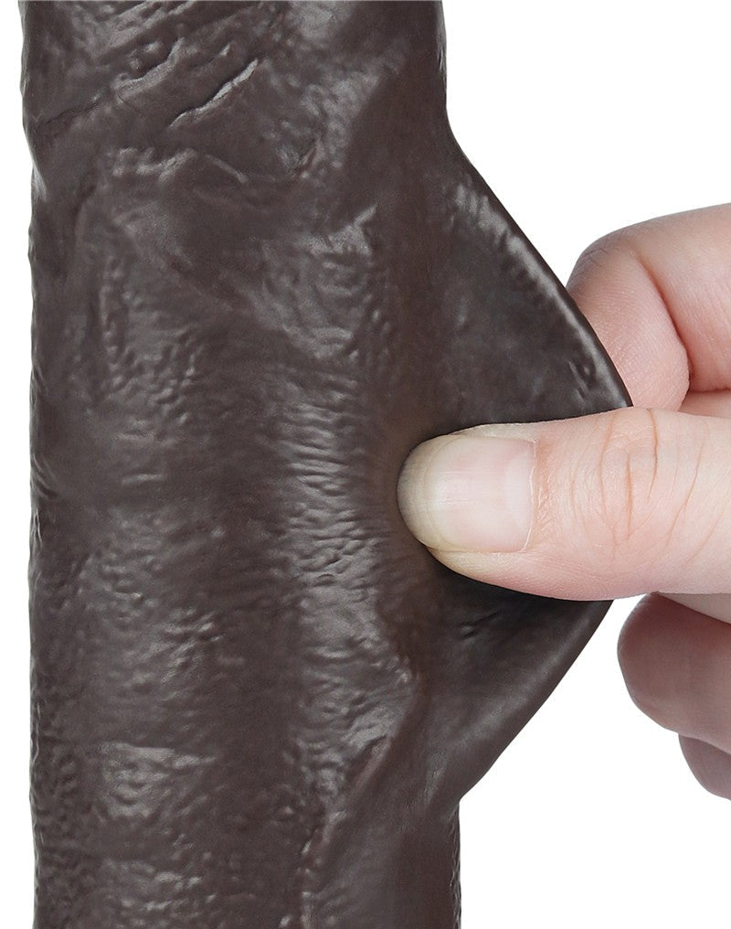 LoveToy - Dildo Met Sliding Skin Technologie - 24 cm x Ø 4,3 cm - Bruin