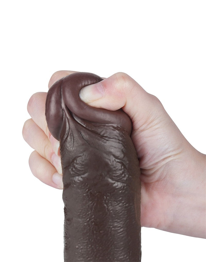LoveToy - Dildo Met Sliding Skin Technologie - 24 cm x Ø 4,3 cm - Bruin