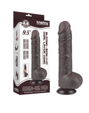 LoveToy - Dildo Met Sliding Skin Technologie - 24 cm x Ø 4,3 cm - Bruin