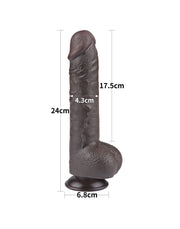 LoveToy - Dildo Met Sliding Skin Technologie - 24 cm x Ø 4,3 cm - Bruin